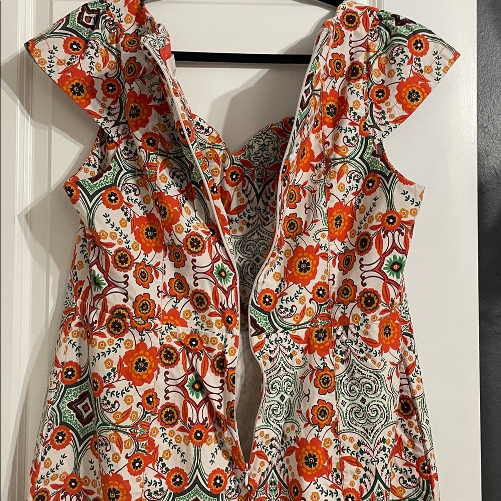 Anthropologie Mosaic Floral Midi Dress in Red, Green, Cream - Picture 13 of 15